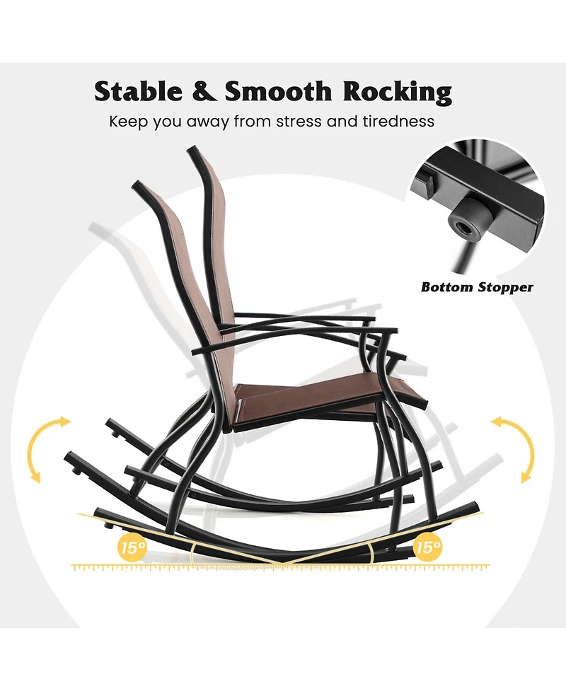 Gymax Set of Outdoor Rocking Chair Patio Rocker w/ Breathable Fabric