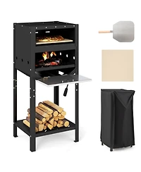 Ecooso 12" Outdoor Pizza Oven with Ash Tray & Wood Storage Compartment