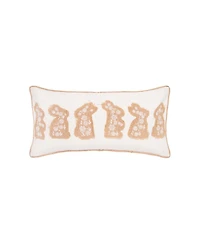C&F Home Easter Bunnies in a Row Burlap Embroidered Piped Throw Pillow, 12" x 20"