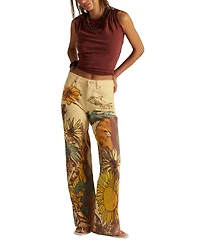 Free People Women's Printed Straight-Leg Jeans