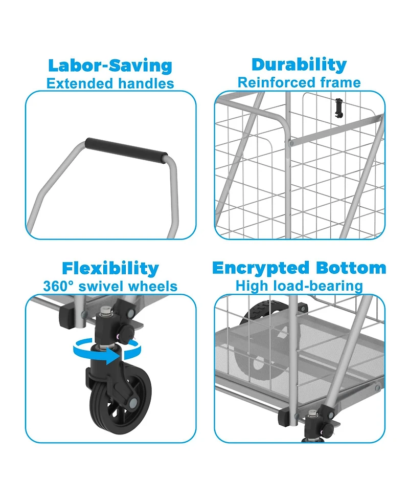 Rainsken Foldable Heavy Duty Shopping Cart