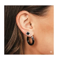 Curata Jewelry Solid Sterling Silver Simulated Dyed Jade Hoop Earrings 26x4mm