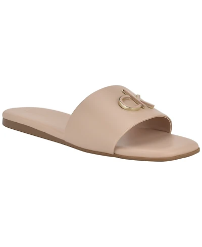 Calvin Klein Women's Yancie Logo Flat Slide Sandals