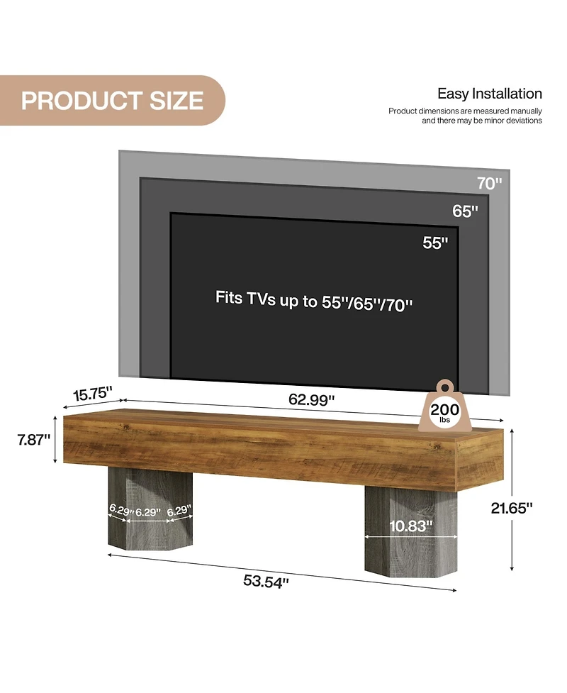 Tribesigns 63" Tv Stands for TVs up to 55''/65''/70'', Modern Low Media Entertainment Center for Living Room