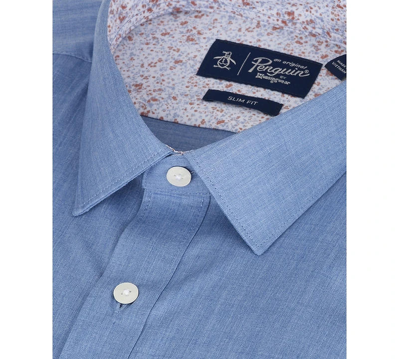 Pengiun Men's Melange Slim-Fit Dress Shirt