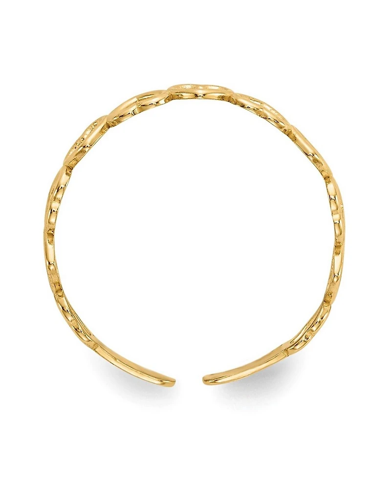 Curata Jewelry Solid 10k Gold Alternating Open Hearts Adjustable Toe Ring