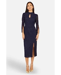 Yumi Women's Lace Fitted Midi Dress