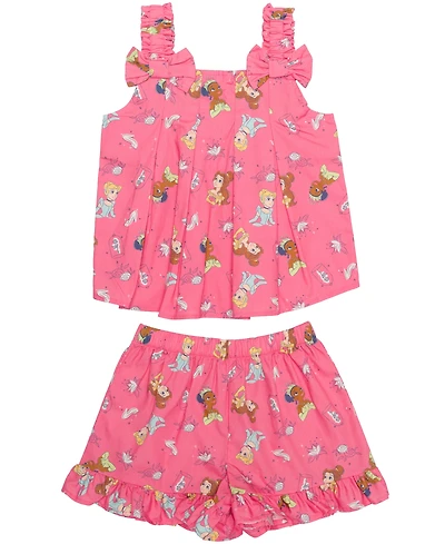 Hybrid Girls' 2T-6X Square Neck and Elastic Shorts, 2-Piece Set