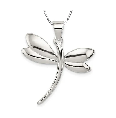 Curata Jewelry 925 Sterling Silver Polished Dragonfly Necklace Pendant Necklace