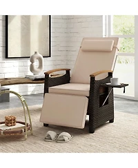 Gymax Outdoor Wicker Recliner Chair Rattan Lounge Chair w/ Adjustable Backrest&Footrest Patio
