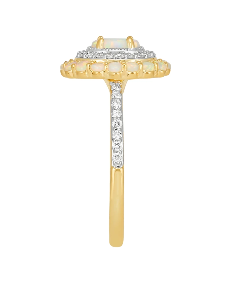 Macy's Created Opal (7/12 ct. t.w.) & Created White Sapphire (1/3 ct. t.w.) Ring in 14k Yellow Gold-Plated Sterling Silver