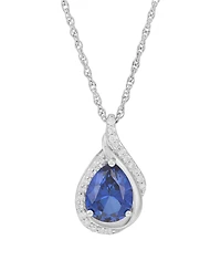 Macy's Created Sapphire (2-1/10 ct. t.w.) & Created White Sapphire (1/5 ct. t.w.) Pendant Necklace in Sterling Silver