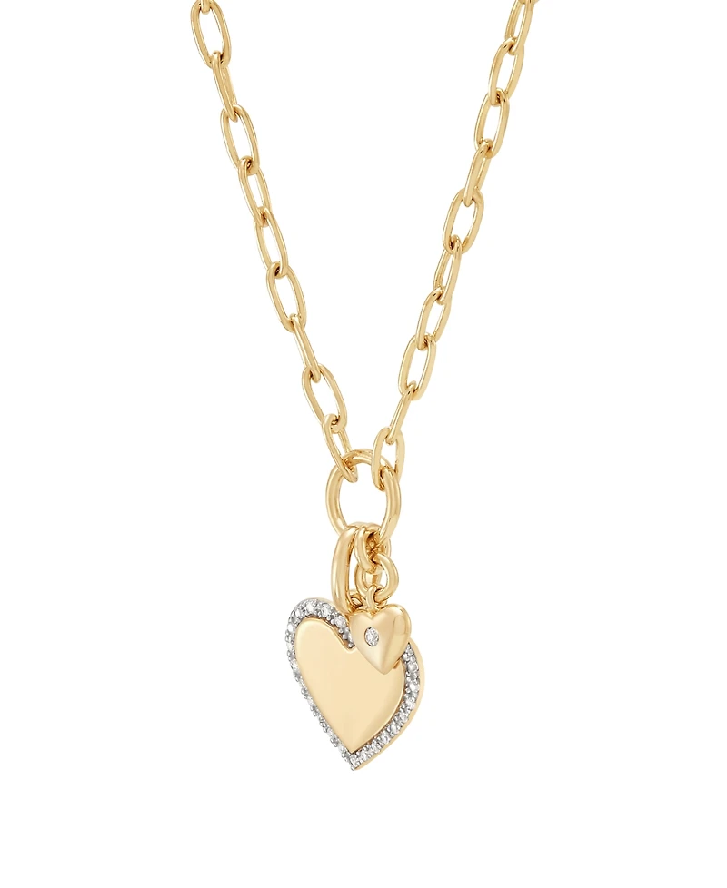 Macy's Created White Sapphire (1/10 ct. t.w.) Heart Pendant Necklace in 14k Yellow Gold-Plated Sterling Silver