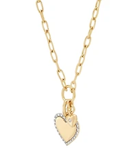 Macy's Created White Sapphire (1/10 ct. t.w.) Heart Pendant Necklace in 14k Yellow Gold-Plated Sterling Silver
