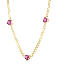Macy's Created Pink Sapphire (1-3/4 ct. t.w.) Station Necklace in 14k Yellow Gold-Plated Sterling Silver