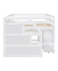 Streamdale Furniture Full Size Loft Bed with Desk, Storage Stairs & Shelves