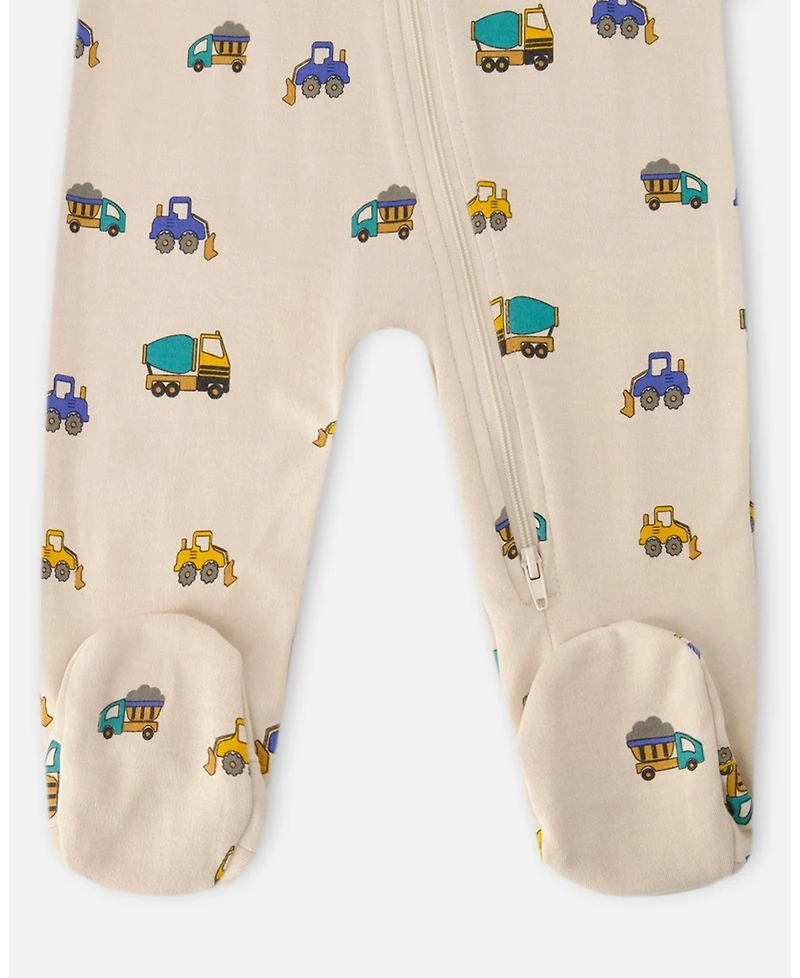 Deux par Baby Boys Cotton One-Piece Pyjama Truck Print