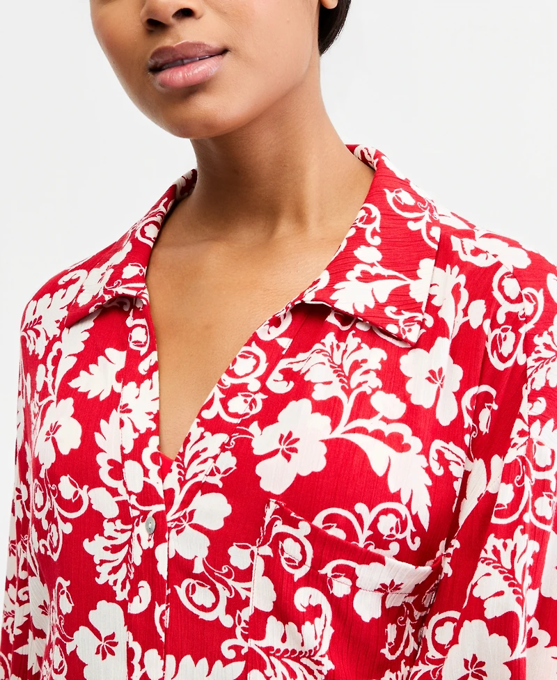 Roxy Juniors' Days Of Summer Long-Sleeve Button-Up Cover-Up Shirt