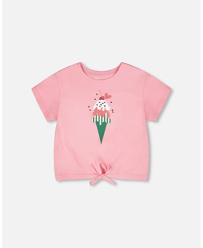 Deux par Deux Toddler Girls Cotton Jersey T-Shirt with Tie at Waist