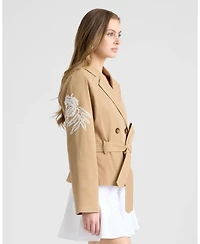 Nvlt Women's Cropped Trench Coat with Embroideries