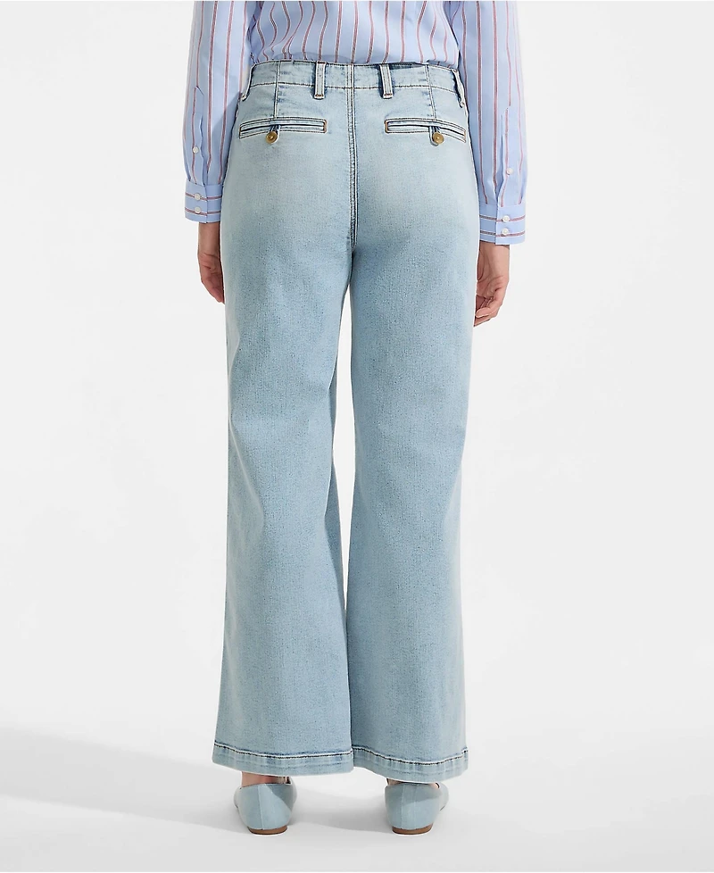 Lands' End Petite Recover Denim Mid Rise Wide Leg Ankle Jeans