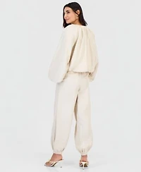 I.N.C. International Concepts Petite Linen Blend Puff Sleeve Jacket Pull On Pants Macys Exclusive