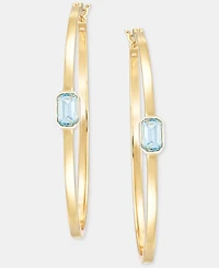 Lauren Ralph Lauren Gold-Tone Aqua Stone Hoop Earrings