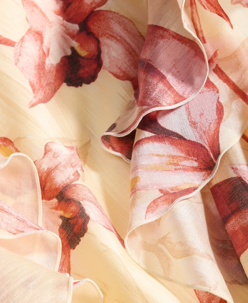 I.n.c. International Concepts Petite Printed Ruffle-Sleeve Peplum Blouse, Macy's Exclusive