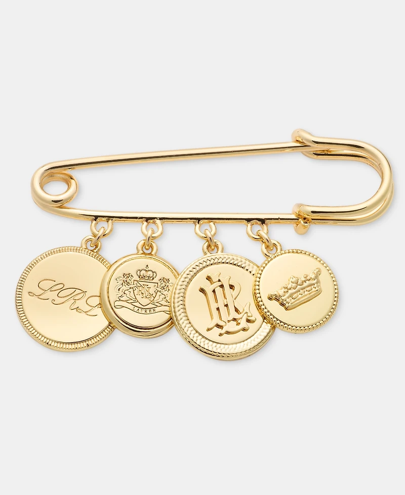 Lauren Ralph Lauren Gold-Tone Boxed Logo Charm Pin