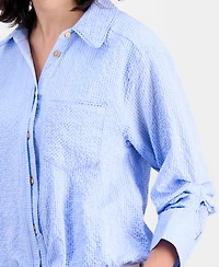 Democracy Women's Bubble Hem Collar Shirt
