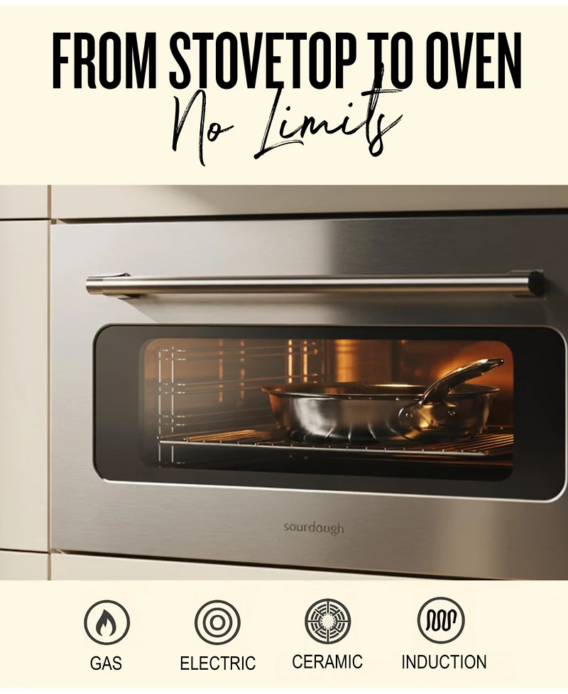 Alva Maestro 9.5" Nonstick Stainless Steel Frying Pan with Glass Lid