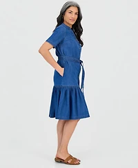 Style & Co Petite Denim Tiered Midi Dress, Macy's Exclusive