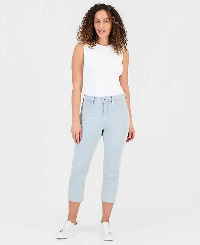 Style & Co Petite Engineer-Stripe High-Rise Cropped Jeans, Macy's Exclusive
