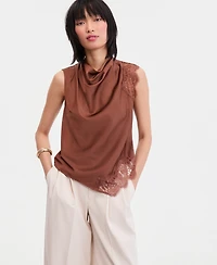 I.n.c. International Concepts Women's Lace-Trim Cowl-Neck Sleeveless Top, Macy's Exclusive