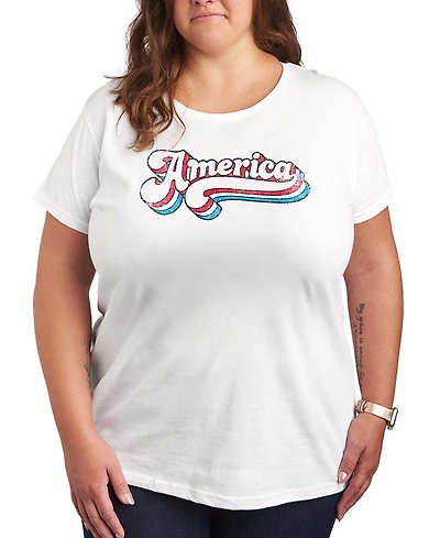 Hybrid Apparel Plus Instant Message America Retro Graphic Crewneck T-Shirt