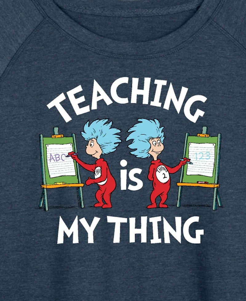 Hybrid Apparel Plus Dr. Seuss Teaching Is My Thing French Terry Graphic Crewneck T-Shirt