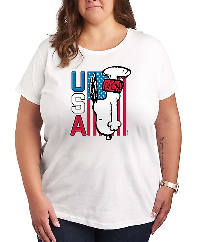 Hybrid Apparel Plus Peanuts Snoopy Diving Usa Graphic Crewneck T-Shirt