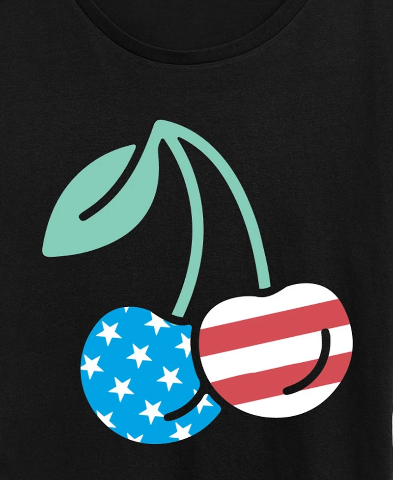 Hybrid Apparel Plus Instant Message American Flag Cherries Graphic Crewneck T-Shirt