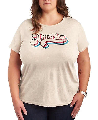 Hybrid Apparel Plus Instant Message America Retro Graphic Crewneck T-Shirt