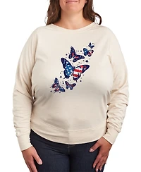 Hybrid Apparel Plus Instant Message Patriotic Butterflies Crewneck Pull-On T-Shirt
