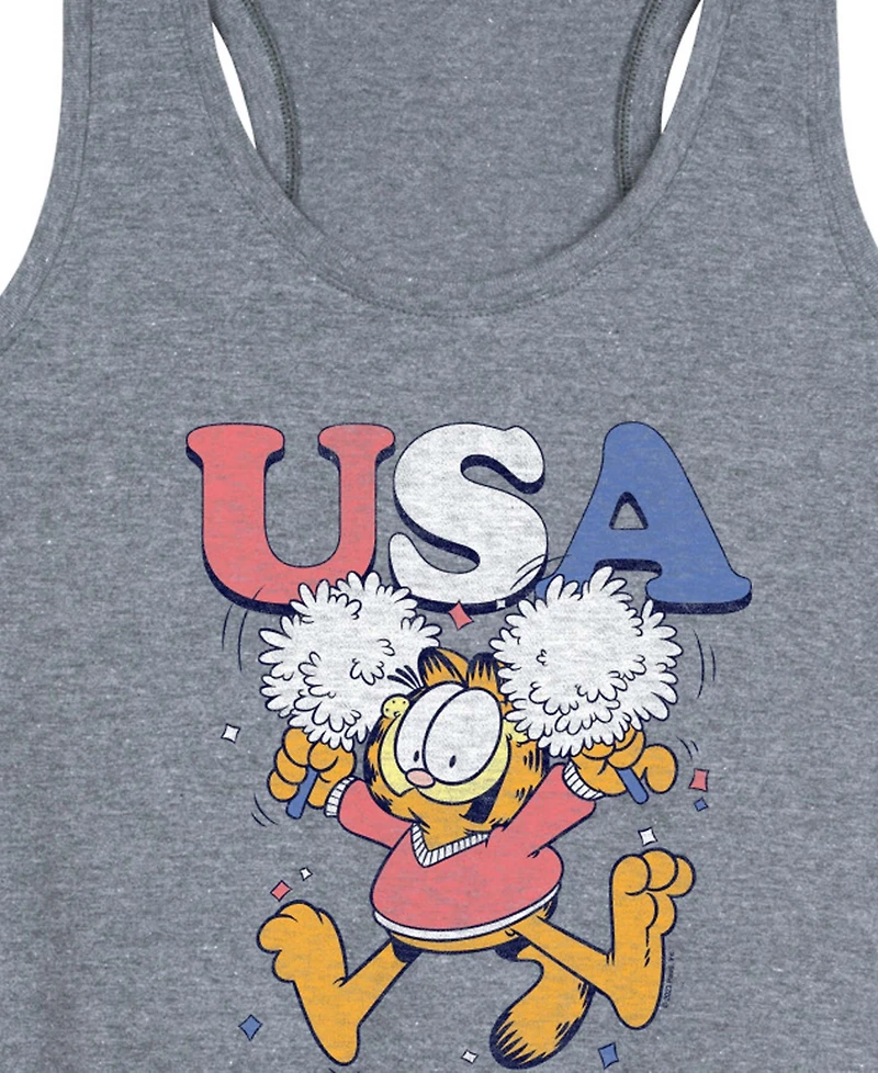 Hybrid Apparel Plus Garfield Usa Cheer Graphic Crewneck Tank Top