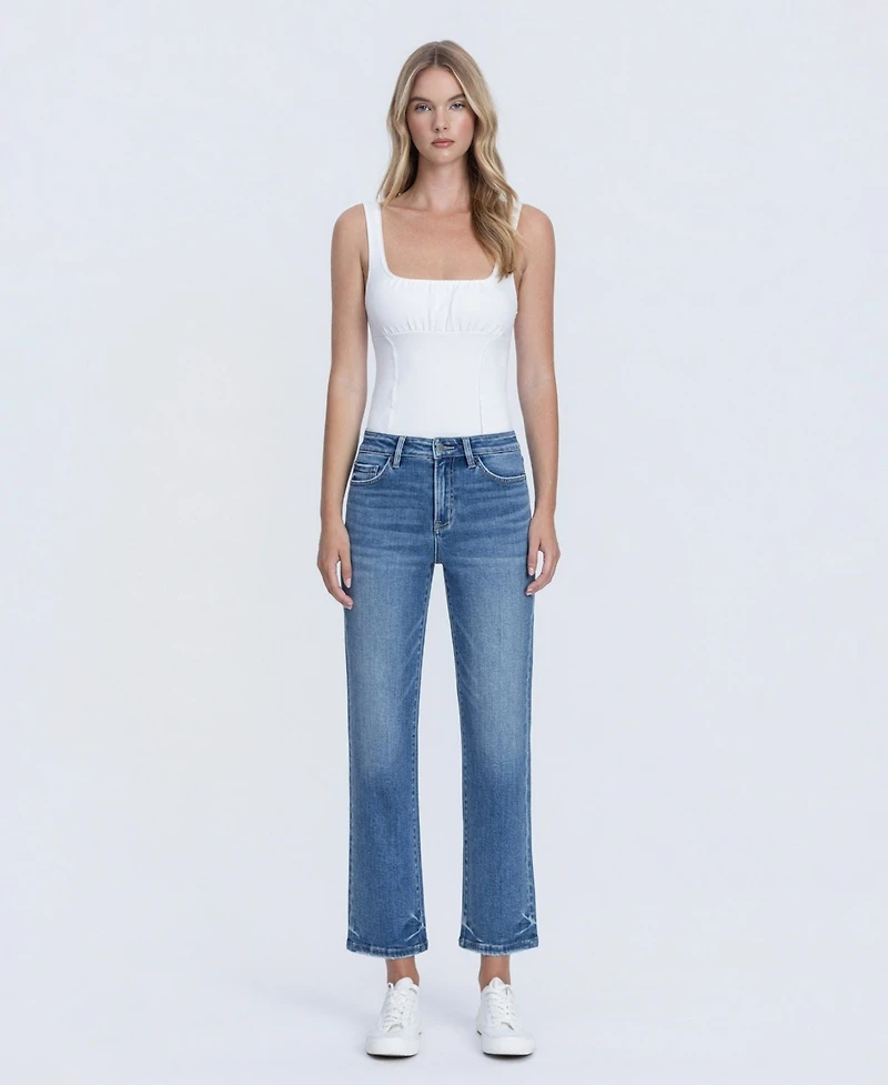 Flying Monkey Women's High Rise Crop Straight Jeans