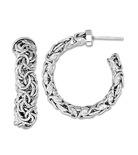 Curata Jewelry 925 Sterling Silver Italian Rhodium plated Byzantine Hoop Earrings 30x7.5mm 30.5x29.3mm Wide 7.5mm Thick Hoop Earring