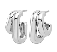 Curata Jewelry 925 Sterling Silver Italian Double Squared J Hoop Earrings 25x16mm 25.5x15.9mm Wide 12.6mm Thick Hoop Earring