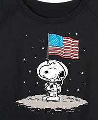 Hybrid Apparel Plus Peanuts Snoopy Astronaut American Flag French Terry Graphic Crewneck T-Shirt