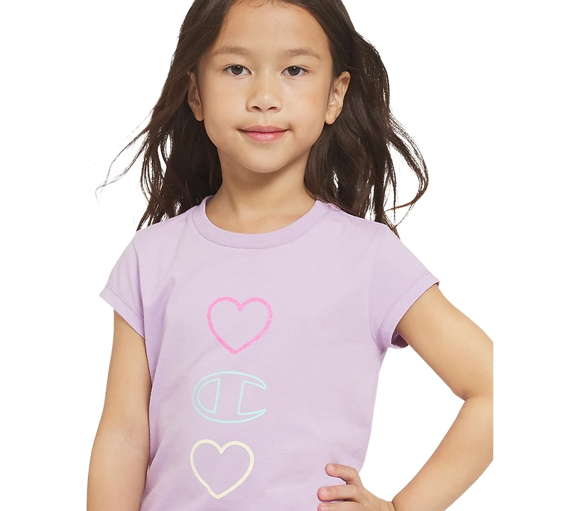 Champion Girls' 4-6X Logo T-Shirt, Zip Up Hoodie and Shorts, 3-Piece Set