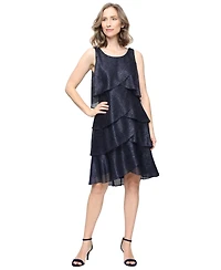 Sl Fashions Women's Crewneck Sleeveless Tiered Dress
