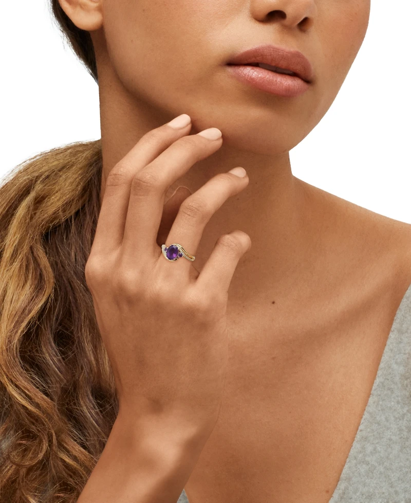 Macy's Amethyst (1/4 ct. t.w.) & Diamond (1/8 ct. t.w.) Ring in 14k Yellow Gold-Plated Sterling Silver