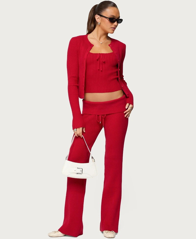 Edikted Women's Adannah Ribbed Knit Button Up Cardigan