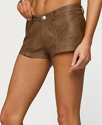 Edikted Women's Idara Faux Leather Micro Shorts